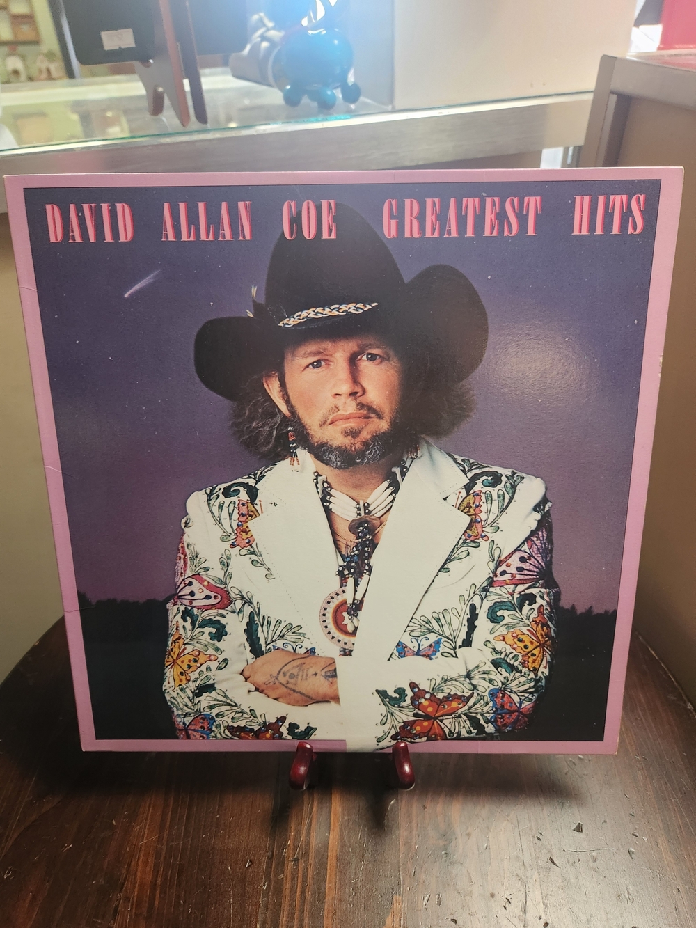 David Allan Coe Greatest Hits Vinyl LP - Pink & Purple Cover